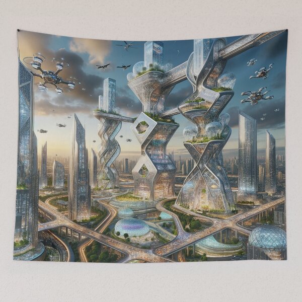Item preview, Future City Landscape - Urban Dreamscape Art designed and sold by The-Library.