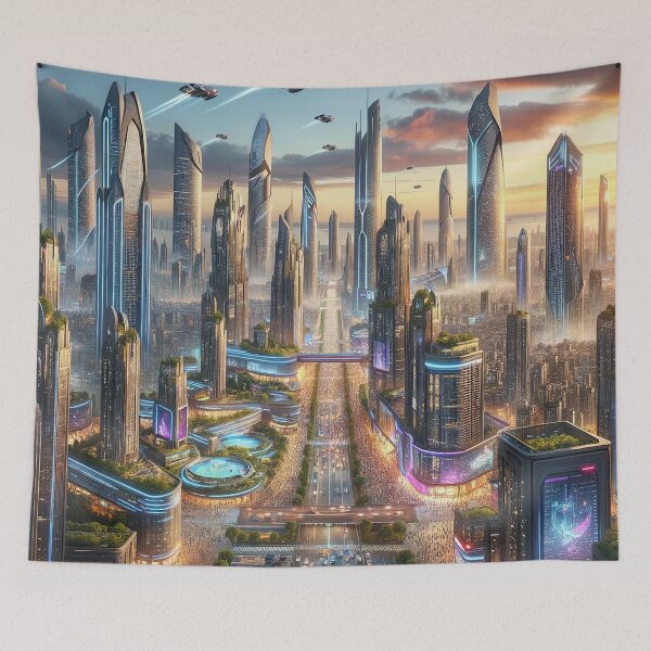 Item preview, Future City Landscape - Urban Dreamscape Art designed and sold by The-Library.