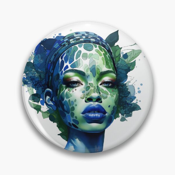 Item preview, Afro-Chic Radiance: A Powerful Portrait of an African Goddess in Blue and Green Pop Art Fashion designed and sold by MosquitoDesign1.