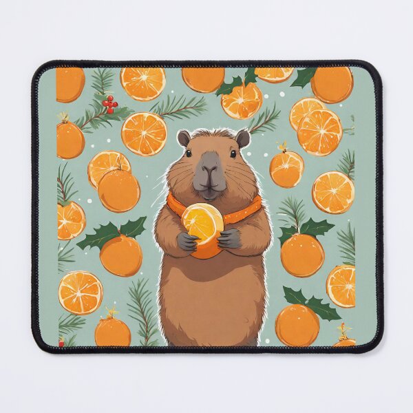 Item preview, Festive capybara offering oranges designed and sold by Confettics.