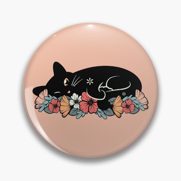 Aperçu de l'œuvre Joli chat noir et fleurs colorées créée et vendue par crealizable.