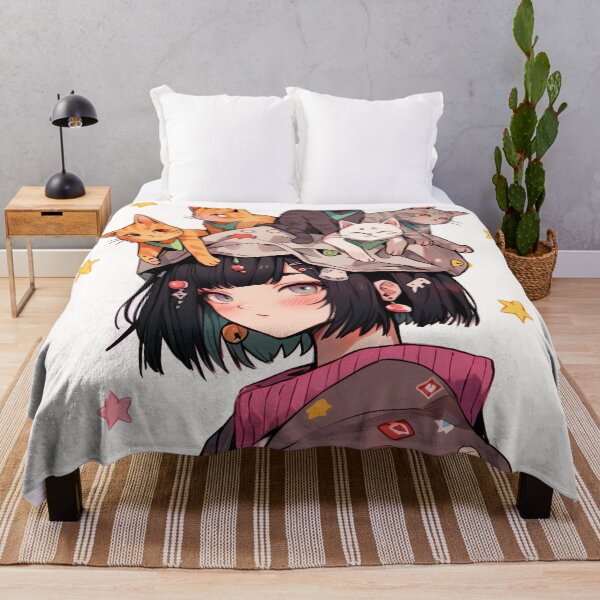 Item preview, Anime Girl and Playful Kitty Pile designed and sold by bubblegoth.
