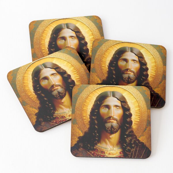 Item preview, Golden Jesus portrait - classic iconic depiction designed and sold by BubblyDelight.