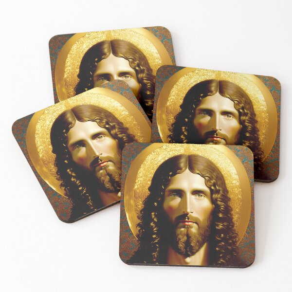 Item preview, Golden Jesus portrait - classic iconic depiction designed and sold by BubblyDelight.