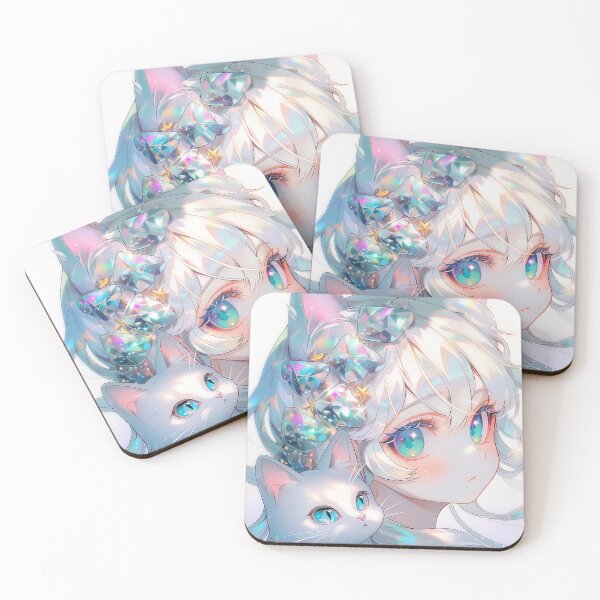 Item preview, Iridescent Celestial Neko Anime Girl designed and sold by bubblegoth.