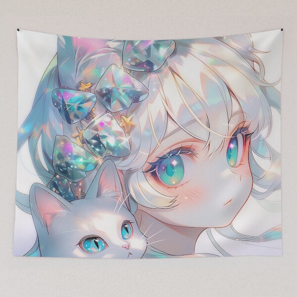 Item preview, Iridescent Celestial Neko Anime Girl designed and sold by bubblegoth.