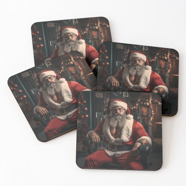 Item preview, Muscular Bodybuilder Santa designed and sold by graphicsbylucym.
