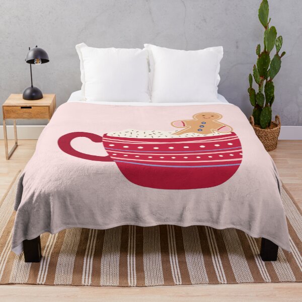 Item preview, Adorable Hot Chocolate Mug with Gingerbread | Red and Pastel Pink designed and sold by Creative Wolf Design.