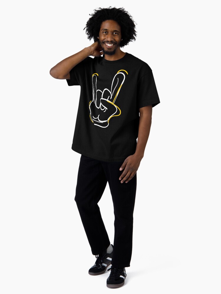 Thumbnail 4 of 7, Oversized T-Shirt, Horn Rocking Hand - Fuzz Rocker white designed and sold by taste-with-it.