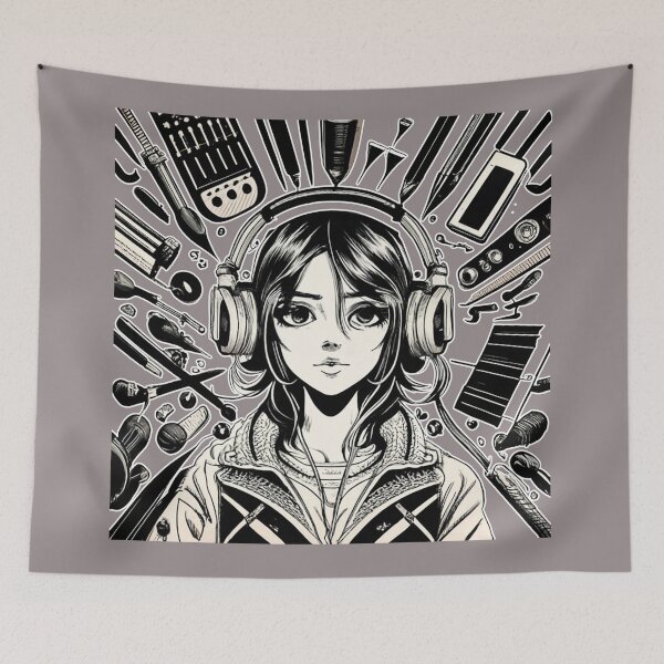 Item preview, pencil style, listening to music designed and sold by NotesForMusic.