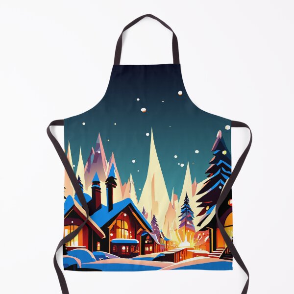 Item preview, Mountain Village illustration in winter themed designed and sold by AgarutanPrint.