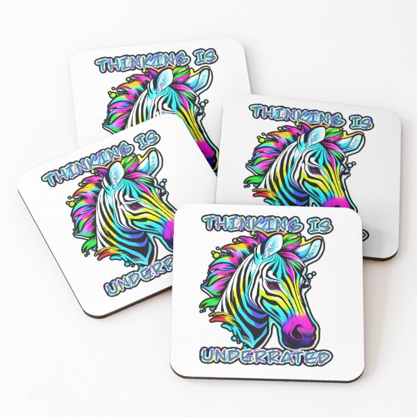 Item preview, Thinking Is Underrated Rainbow Zebra Black Outline Sticker and Shirt Design by Zeesdesign on Redbubble designed and sold by ZEESDESIGN.