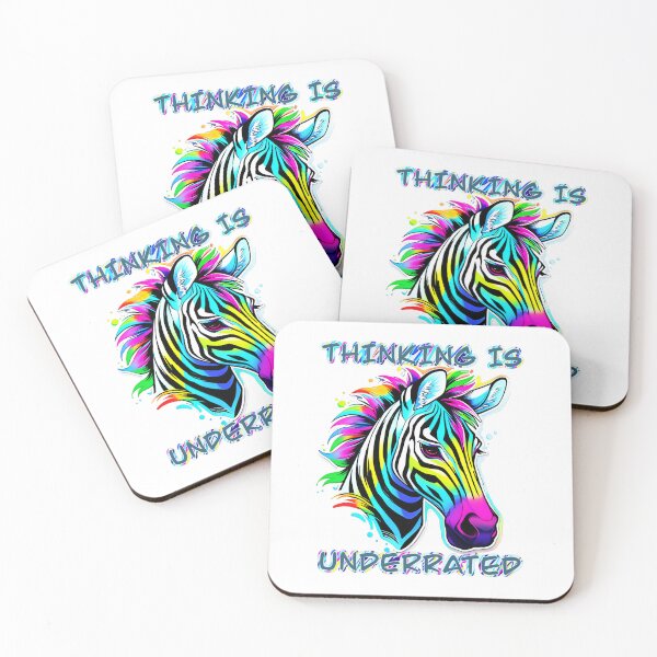 Item preview, Thinking Is Underrated Rainbow Zebra Sticker and Shirt Design by Zeesdesign on Redbubble designed and sold by ZEESDESIGN.