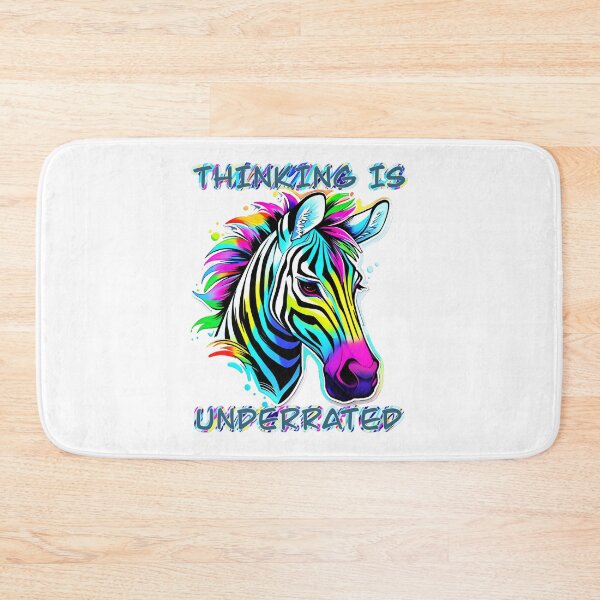 Item preview, Thinking Is Underrated Rainbow Zebra Sticker and Shirt Design by Zeesdesign on Redbubble designed and sold by ZEESDESIGN.