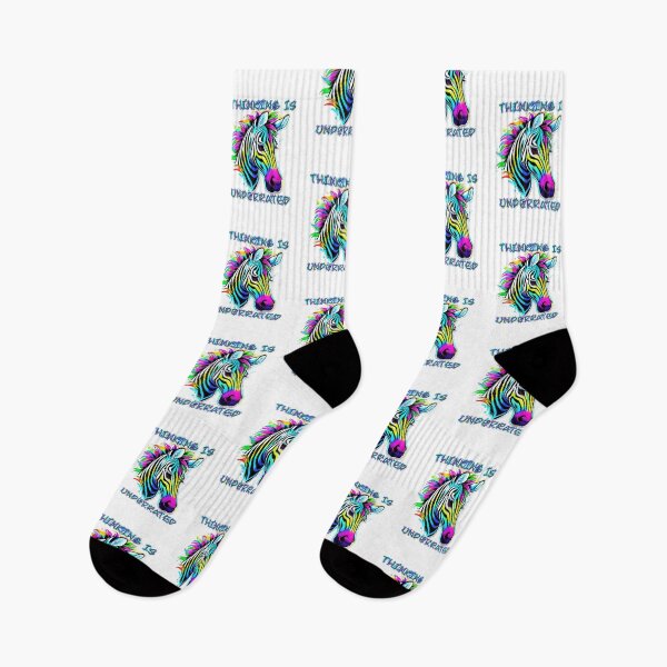 Item preview, Thinking Is Underrated Rainbow Zebra Sticker and Shirt Design by Zeesdesign on Redbubble designed and sold by ZEESDESIGN.