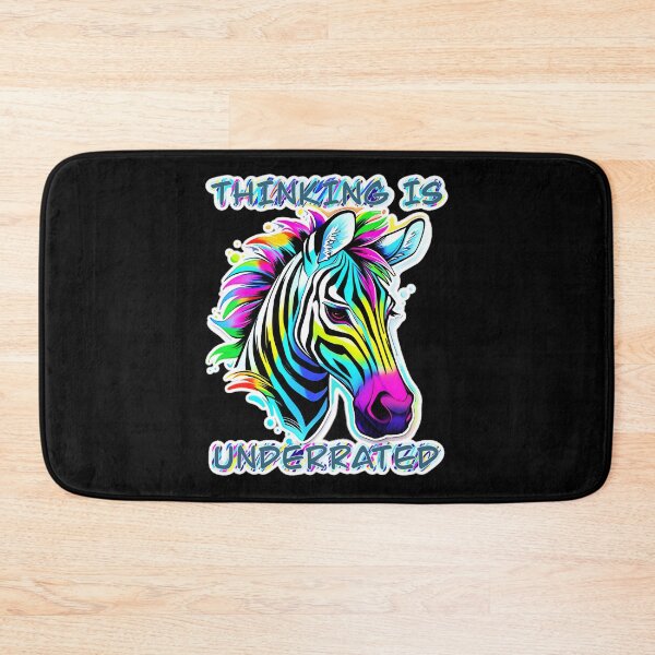 Item preview, Copy of Thinking Is Underrated Rainbow Zebra Sticker and Shirt Design by Zeesdesign on Redbubble designed and sold by ZEESDESIGN.