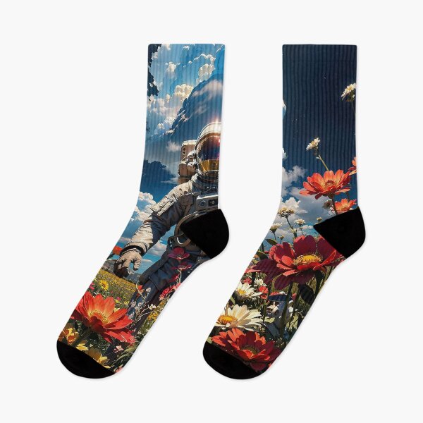 Item preview, Rompecabezas de astronauta en flores - Cosmic Bloom en Redbubble designed and sold by PuzzleBoxDesign.