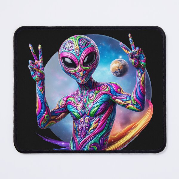 Item preview, Psychedelic Alien Selfie. Colorful Alien taking a selfie designed and sold by SideKickCreates.