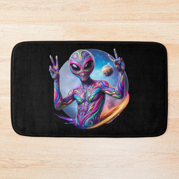 Item preview, Psychedelic Alien Selfie. Colorful Alien taking a selfie designed and sold by SideKickCreates.