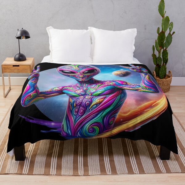 Item preview, Psychedelic Alien Selfie. Colorful Alien taking a selfie designed and sold by SideKickCreates.