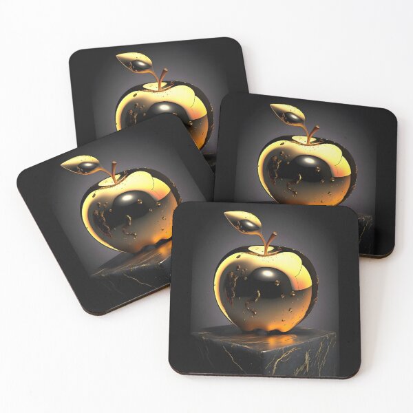 Item preview, "A golden-colored apple on a shiny black table,  designed and sold by AbominationShop.