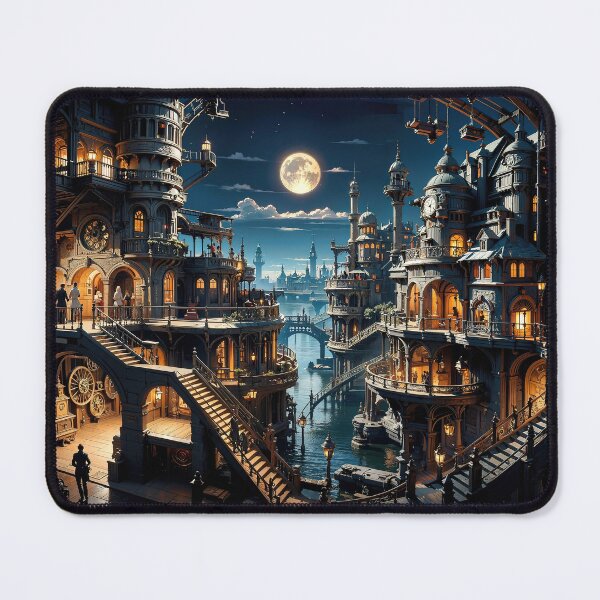 Item preview, Steampunk Cityscape Jigsaw Puzzles - Industrial Marvels on Redbubble designed and sold by PuzzleBoxDesign.