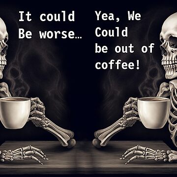 Artwork thumbnail, Skeletons drinking coffee by CruzCore