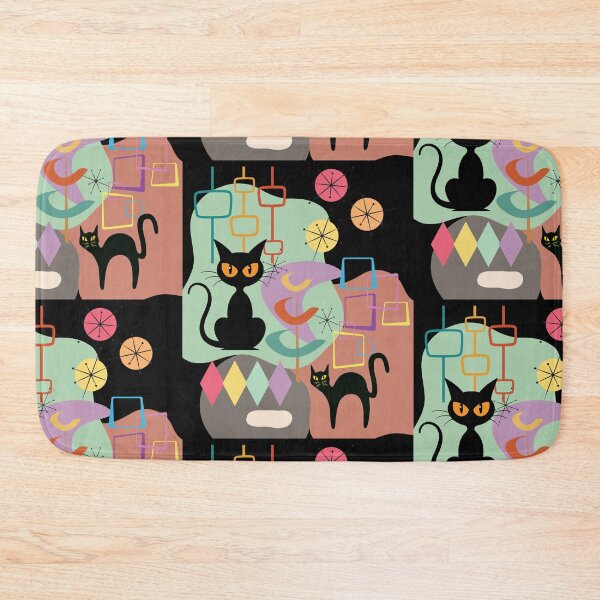 Item preview, 50s Style Cat Pattern Vintage Color Illustration Design designed and sold by EarthArtDesigns.