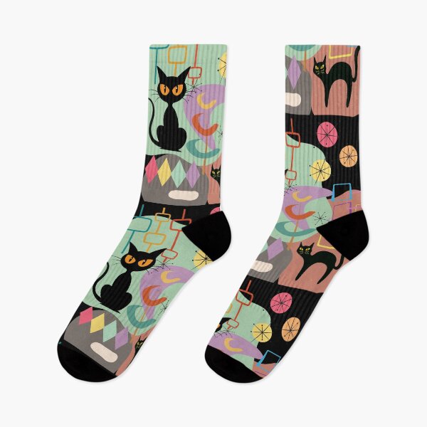 Item preview, 50s Style Cat Pattern Vintage Color Illustration Design designed and sold by EarthArtDesigns.