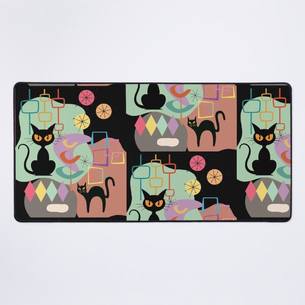 Item preview, 50s Style Cat Pattern Vintage Color Illustration Design designed and sold by EarthArtDesigns.