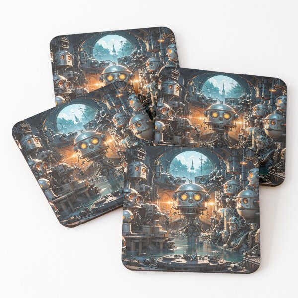 Item preview, Futuristic Robot Council Jigsaw Puzzles - Mechanical Governance on Redbubble designed and sold by PuzzleBoxDesign.