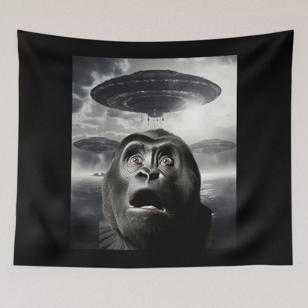 Item preview, Gorilla Selfie with UFOs designed and sold by Master-Print.
