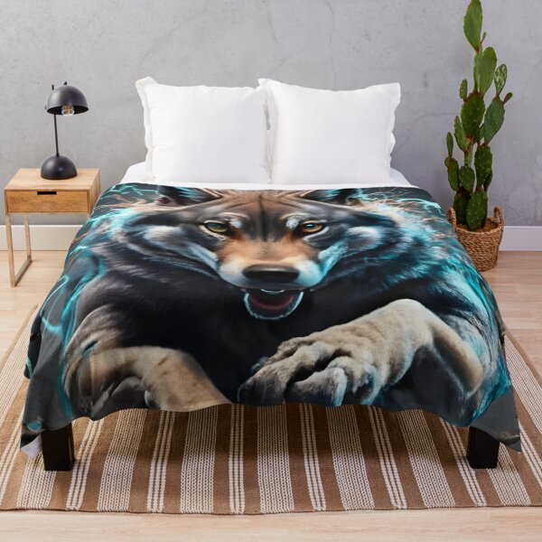 Item preview, Very realistic wolf jumping with lightnings pulsing on him veins, designed and sold by AbominationShop.