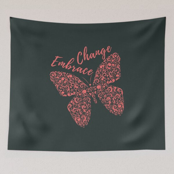 Item preview, Inspirational quote Embrace change pink butterfly designed and sold by yoshra.