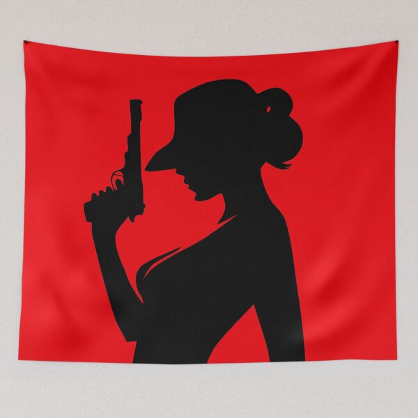 Item preview, Sexy Spy Secret Agent Woman Silhouette Femme Fatale designed and sold by ThoughtBubbleAp.