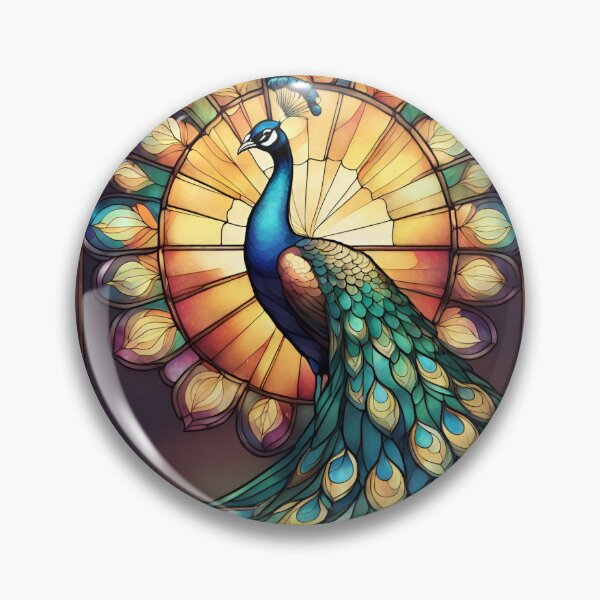 Item preview, colorful stained glass with animals, peacock designed and sold by GroonSpace.