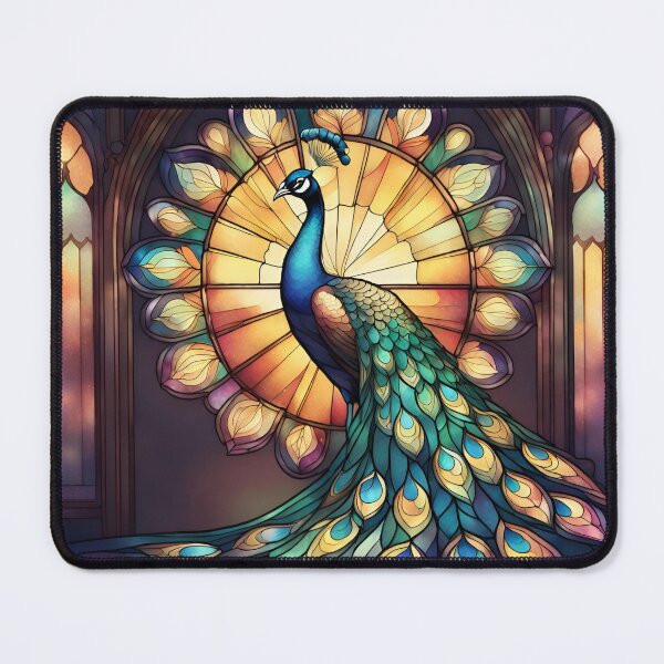 Item preview, colorful stained glass with animals, peacock designed and sold by GroonSpace.