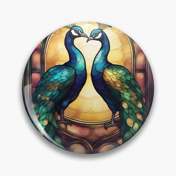 Item preview, colorful stained glass with animals, peacock designed and sold by GroonSpace.