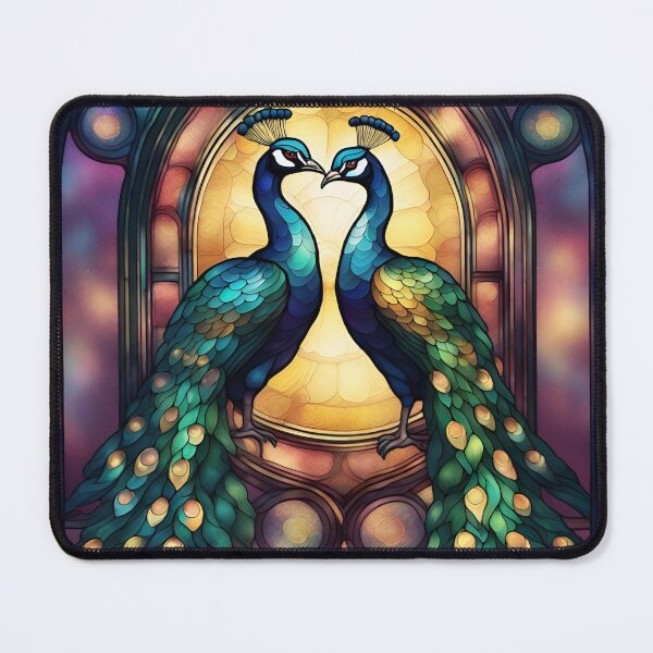 Item preview, colorful stained glass with animals, peacock designed and sold by GroonSpace.