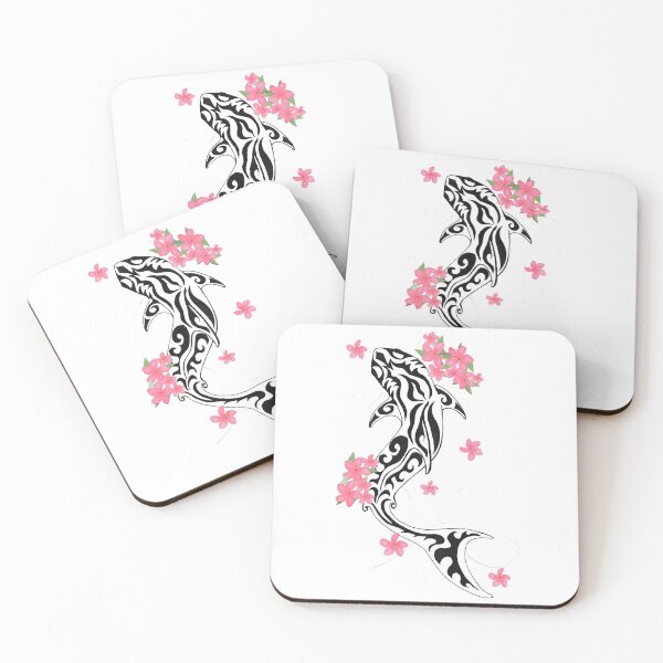 Item preview, Tribal Shark Frangipani Plumeria Flowers designed and sold by rainesgarden.