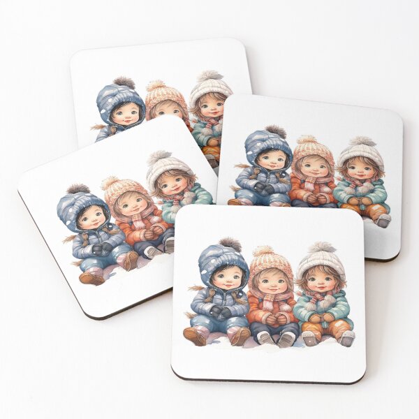 Item preview, Adorable Winter Girls in the Snow designed and sold by ArtbyAiGallery.
