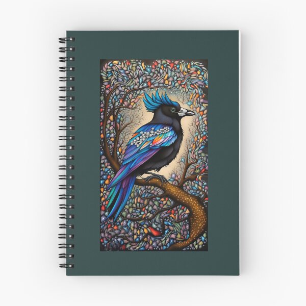 Item preview,  multi-colored punk bird, beaded feathers, swirling forest! designed and sold by Creativesphotos.