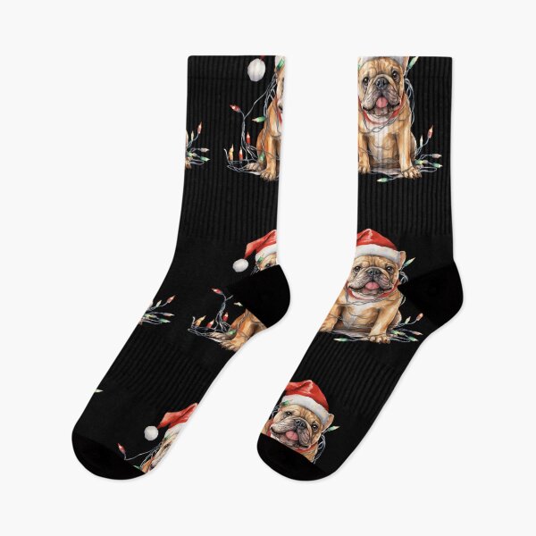 Item preview, French Bulldog Christmas Tree Light Santa Hat designed and sold by Smix Pixels.