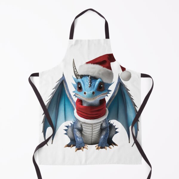 Item preview, Realistic Artwork of a Cute Blue Baby Dragon Wearing a Red Festive Christmas Hat and Scarf designed and sold by CuteopiaGallery.
