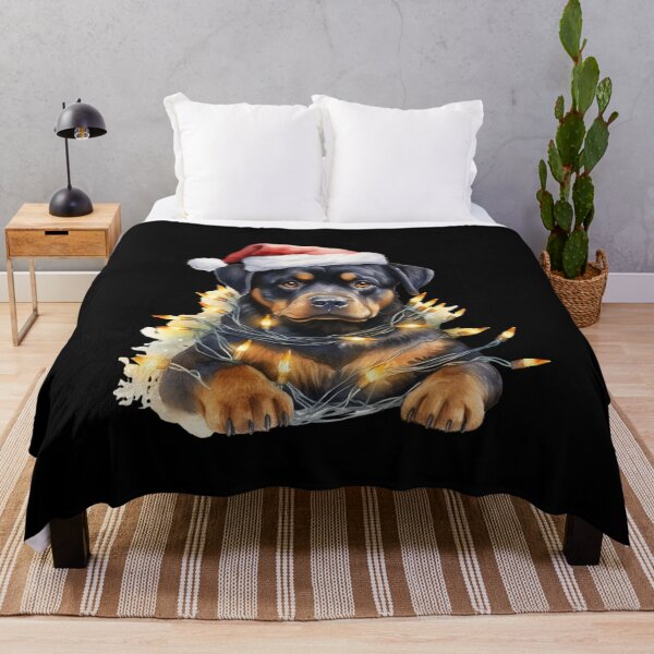 Item preview, Rottweiler Christmas Tree Light Santa Hat designed and sold by Smix Pixels.