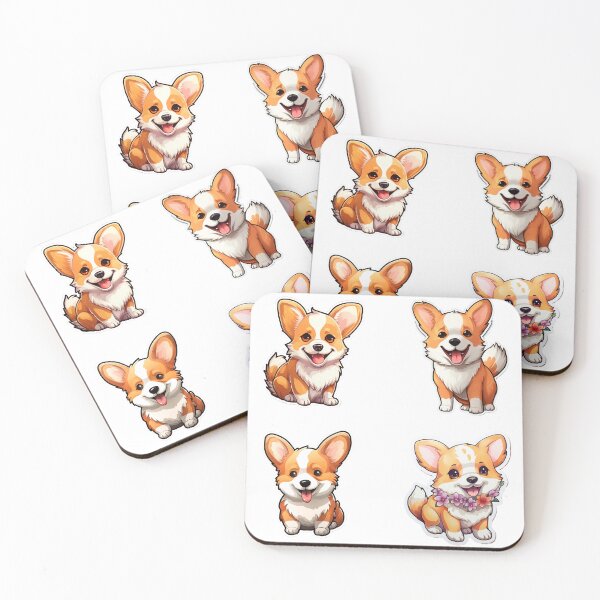 Aperçu de l'œuvre Autocollants mignons de chiots Corgi créée et vendue par NicolasGlowArt.