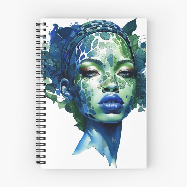 Item preview, Afro-Chic Radiance: A Powerful Portrait of an African Goddess in Blue and Green Pop Art Fashion designed and sold by MosquitoDesign1.