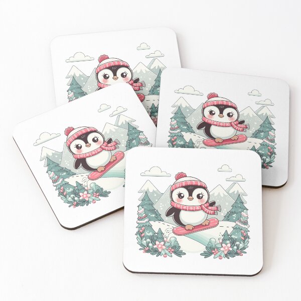 Item preview, Penguin on a Snowboard in Blooming designed and sold by JessArty ⭐⭐⭐⭐⭐.