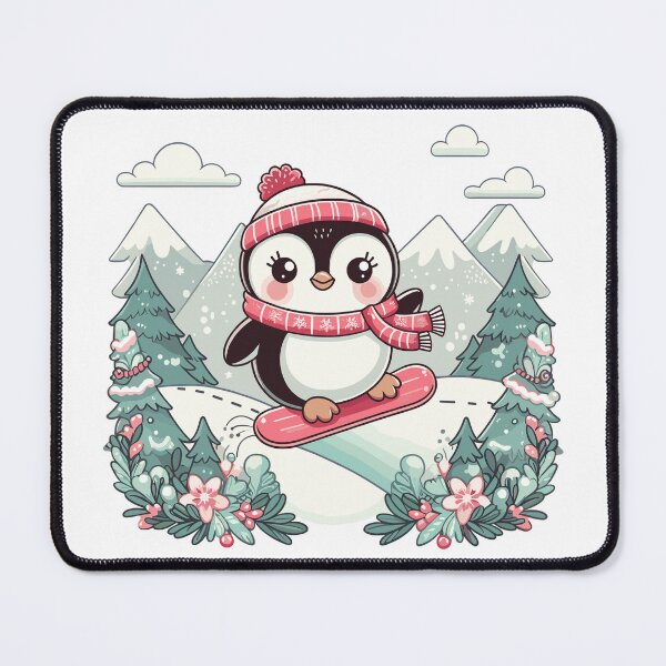 Item preview, Penguin on a Snowboard in Blooming designed and sold by JessArty ⭐⭐⭐⭐⭐.