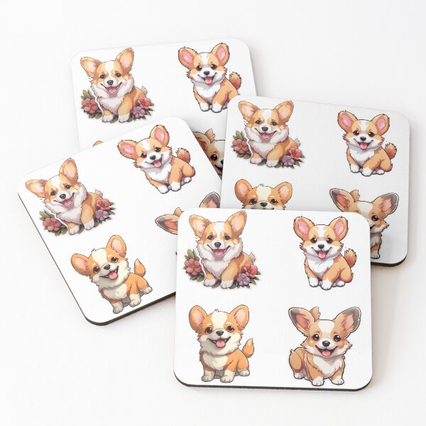 Aperçu de l'œuvre Autocollants Chiots Corgi créée et vendue par NicolasGlowArt.